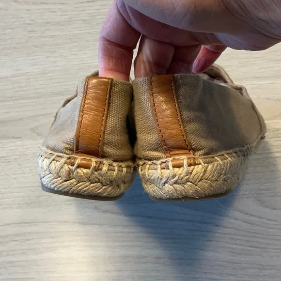 Tory Burch Color Block Espadrille Flat Canvas Tan Red- Size 7 Medium - Picture 4 of 16